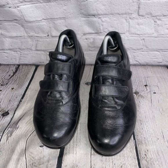 SAS Black Leather Strap Shoes Size 10 Wide Men's Shoes EUC - Picture 2 of 7